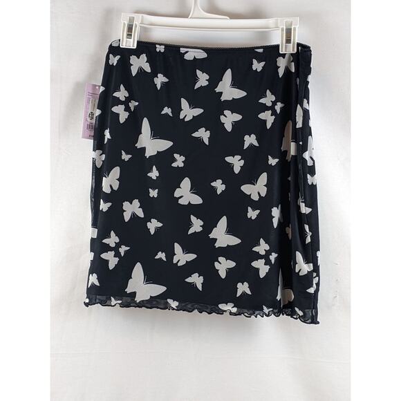 Wild Fable Mini Butterfly‎ Skirt Mesh Black Print S Slim Fit Fun Short Stretchy - Picture 7 of 7